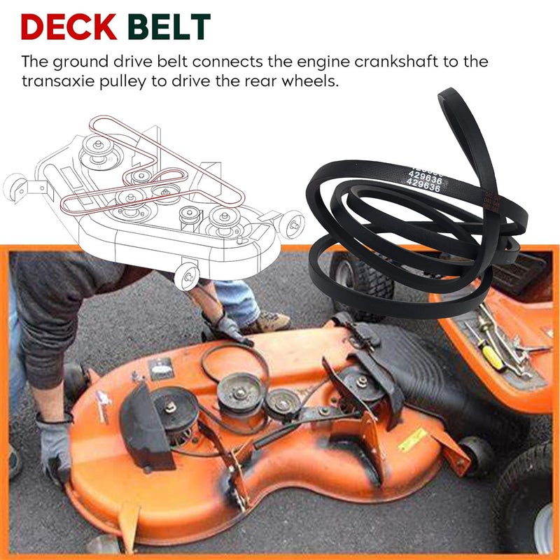 CTPOWER Replacement 429636 197253 Mower Deck Belt for Craftsman Husqvarna Poulan AYP 532429636 598559101 592855001 YTH18542 YTA18542 YTH22V42 YTH20K42 / Aramid Cord / 101.20 inches - Image 3
